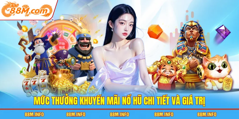 Mức thưởng khuyến mãi nổ hũ chi tiết và giá trị